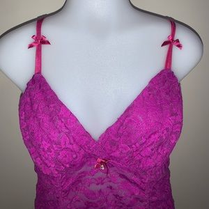 Flora Nikrooz purple lace babydoll with bows